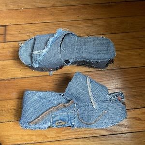 Fun funky denim platform sandals